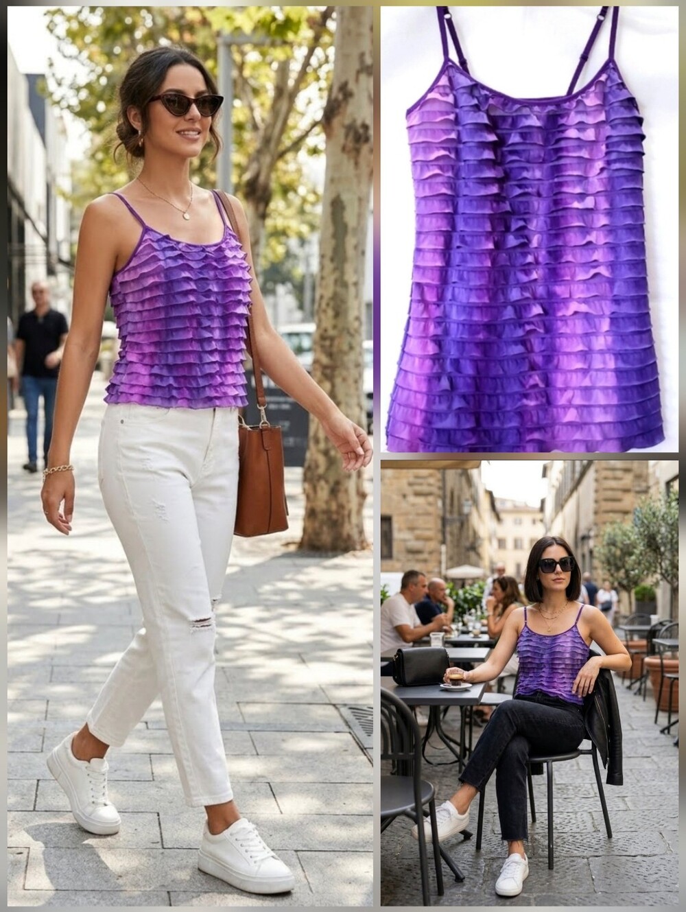 💙Energie sheer ruffle top shades of purple 🤍Small *Y2K